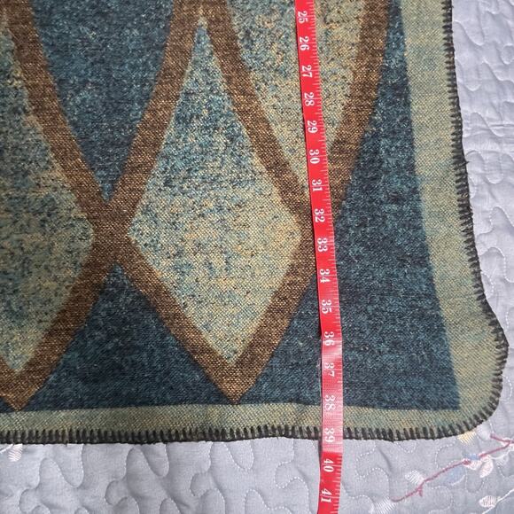 Women's Vest Shawl Peacock-Green Gold Unique One Size Open Front Blanket Poncho - Picture 9 of 11